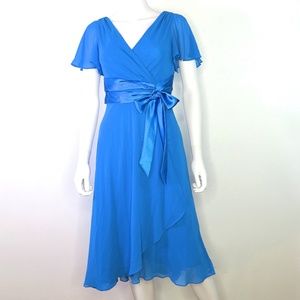 Evan Picone Mock Satin Wrap Cocktail Dress